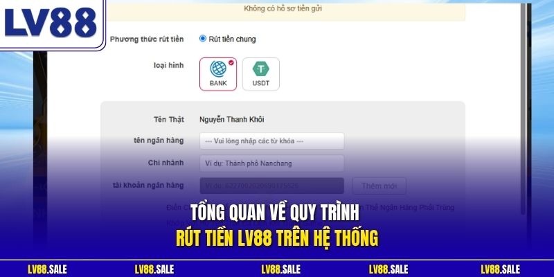 Tổng quan về quy trình rút tiền LV88 trên hệ thống